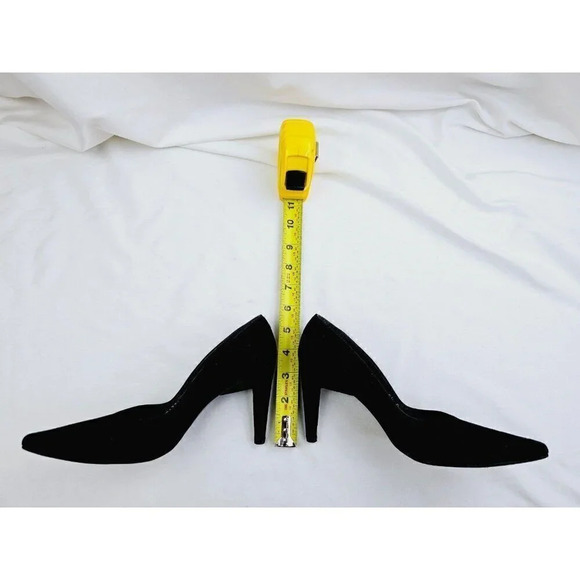 Stuart Weitzman Size 5.5B Women Black Suede Slip On Pointed Toe Heel Pumps Spain - Picture 3 of 11